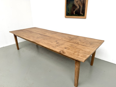 Très grande table de ferme en chêne massif, années 1950 – L300 cm, vue 5