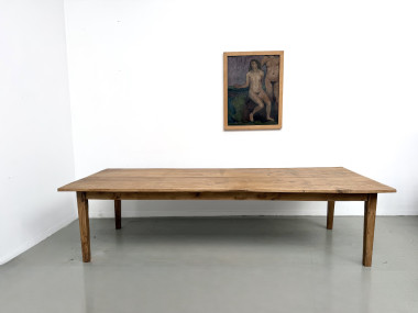 Très grande table de ferme en chêne massif, années 1950 – L300 cm, vue 6