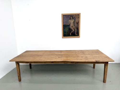 Très grande table de ferme en chêne massif, années 1950 – L300 cm, vue 7