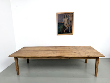 Très grande table de ferme en chêne massif, années 1950 – L300 cm, vue 7