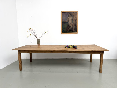 Très grande table de ferme en chêne massif, années 1950 – L300 cm, vue 1