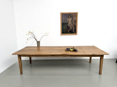 Très grande table de ferme en chêne massif, années 1950 – L300 cm, vue 8