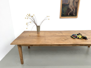 Très grande table de ferme en chêne massif, années 1950 – L300 cm, vue 9