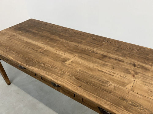 Table de ferme en pin, années 50 à 8 tiroirs, vue 19