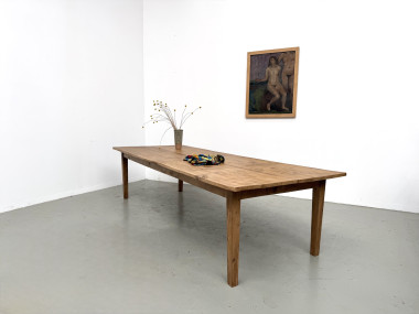 Très grande table de ferme en chêne massif, années 1950 – L300 cm, vue 22