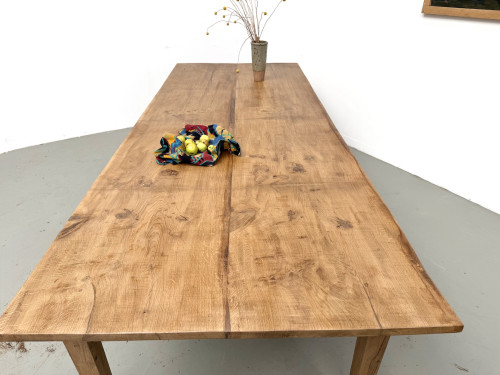 Très grande table de ferme en chêne massif, années 1950 – L300 cm, vue 24