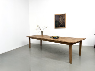 Très grande table de ferme en chêne massif, années 1950 – L300 cm, vue 33