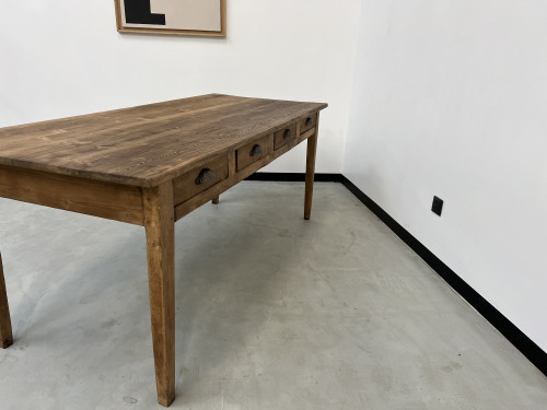 Table de ferme en pin, années 50 à 8 tiroirs, vue 21