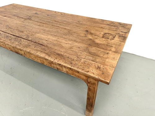 Grande table de ferme brutaliste en chêne massif des années 50, vue 5