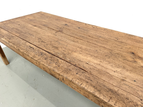 Grande table de ferme brutaliste en chêne massif des années 50, vue 6
