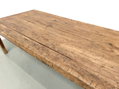 Grande table de ferme brutaliste en chêne massif des années 50, vue 6