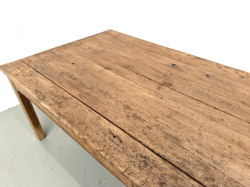 Grande table de ferme brutaliste en chêne massif des années 50, vue 7