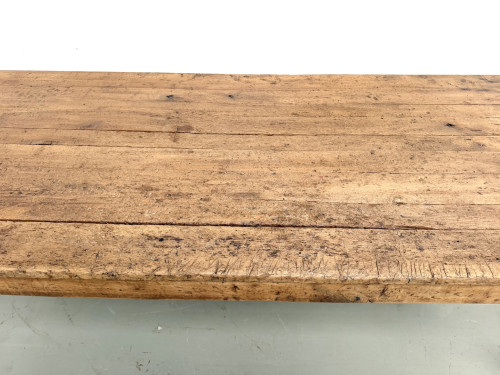 Grande table de ferme brutaliste en chêne massif des années 50, vue 8