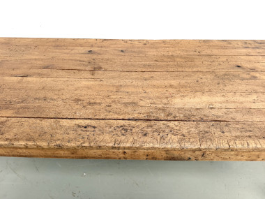 Grande table de ferme brutaliste en chêne massif des années 50, vue 8