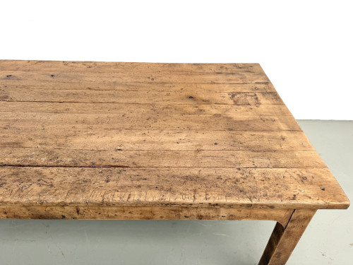 Grande table de ferme brutaliste en chêne massif des années 50, vue 9