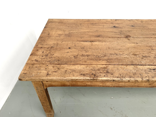 Grande table de ferme brutaliste en chêne massif des années 50, vue 10