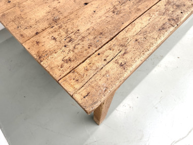 Grande table de ferme brutaliste en chêne massif des années 50, vue 11