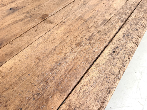 Grande table de ferme brutaliste en chêne massif des années 50, vue 13