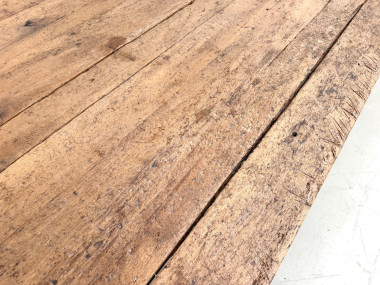 Grande table de ferme brutaliste en chêne massif des années 50, vue 13