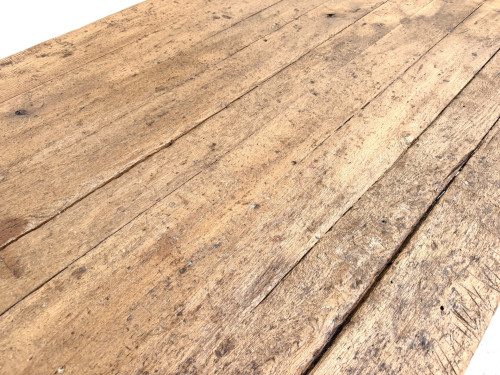 Grande table de ferme brutaliste en chêne massif des années 50, vue 14
