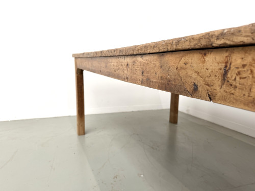 Grande table de ferme brutaliste en chêne massif des années 50, vue 17