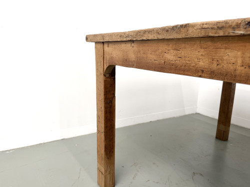 Grande table de ferme brutaliste en chêne massif des années 50, vue 18