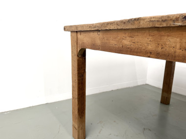 Grande table de ferme brutaliste en chêne massif des années 50, vue 18