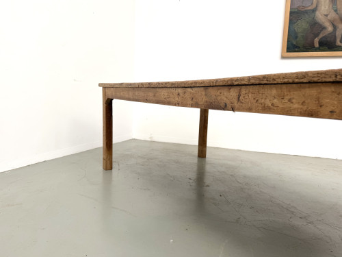 Grande table de ferme brutaliste en chêne massif des années 50, vue 33