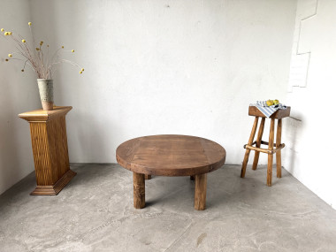 Table basse ronde brutaliste années 50, vue 3