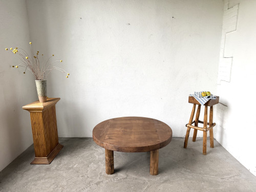 Table basse ronde brutaliste années 50, vue 4