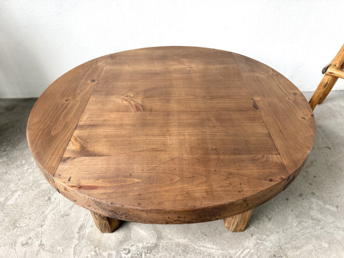 Table basse ronde brutaliste années 50, vue 6