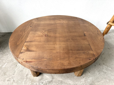 Table basse ronde brutaliste années 50, vue 6
