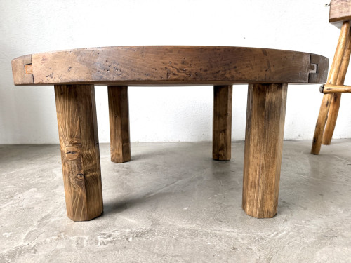Table basse ronde brutaliste années 50, vue 7