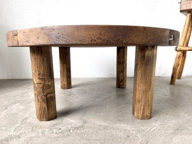 Table basse ronde brutaliste années 50, vue 7