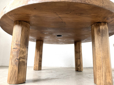 Table basse ronde brutaliste années 50, vue 8