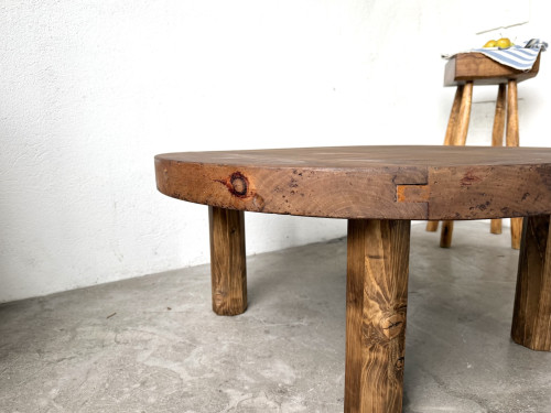 Table basse ronde brutaliste années 50, vue 13