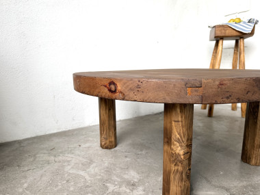 Table basse ronde brutaliste années 50, vue 13