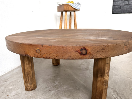 Table basse ronde brutaliste années 50, vue 14