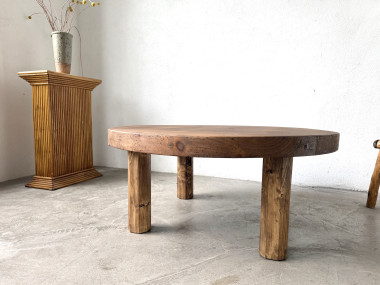 Table basse ronde brutaliste années 50, vue 15