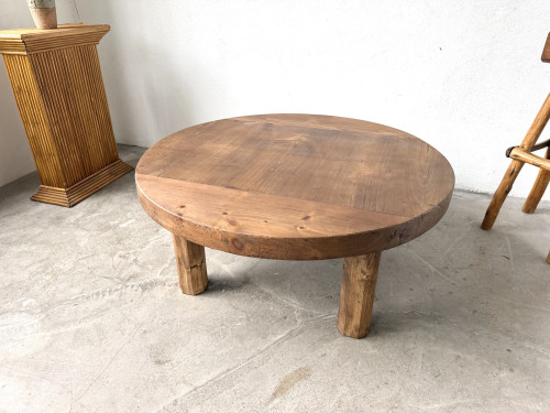 Table basse ronde brutaliste années 50, vue 16