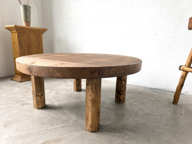 Table basse ronde brutaliste années 50, vue 17
