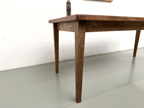 Table de repas en chêne aux pieds fuseaux, années 70, L200 cm, vue 20