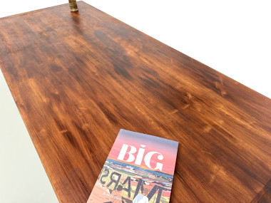 Table de repas en chêne aux pieds fuseaux, années 70, L200 cm, vue 10