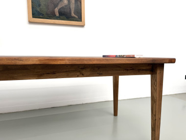 Table de repas en chêne aux pieds fuseaux, années 70, L200 cm, vue 14