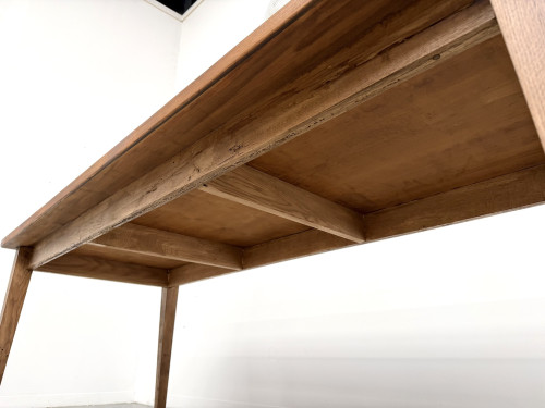 Table de repas en chêne aux pieds fuseaux, années 70, L200 cm, vue 15