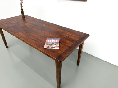 Table de repas en chêne aux pieds fuseaux, années 70, L200 cm, vue 8