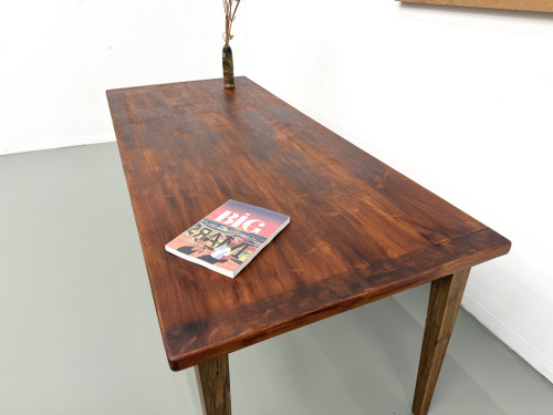 Table de repas en chêne aux pieds fuseaux, années 70, L200 cm, vue 18