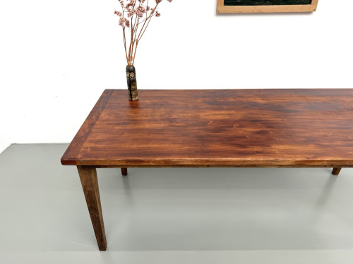Table de repas en chêne aux pieds fuseaux, années 70, L200 cm, vue 6