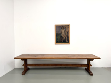 Table monastère ancienne en chêne massif de 350 cm, vers 1900, vue d'ensemble