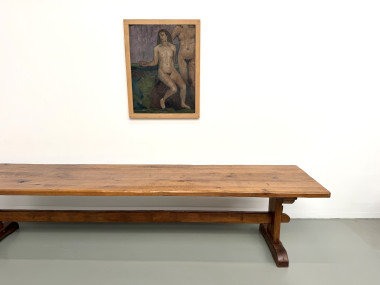 Table monastère ancienne en chêne massif de 350 cm, vers 1900, vue d'ensemble